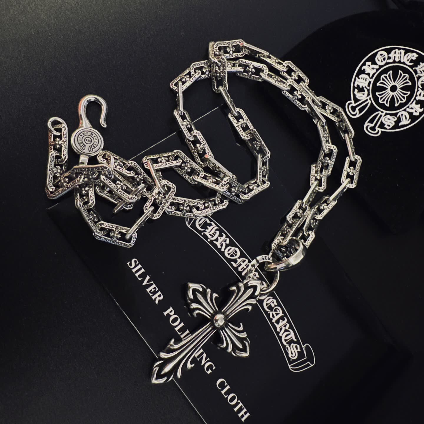 Chrome Hearts Silver Cross Pendant Necklace
